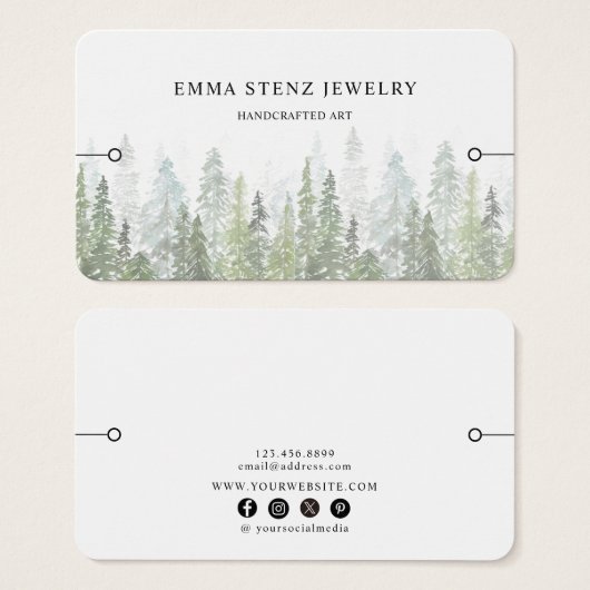 Bracelet Display Card • Watercolor Pine Woods (正面&裏面)