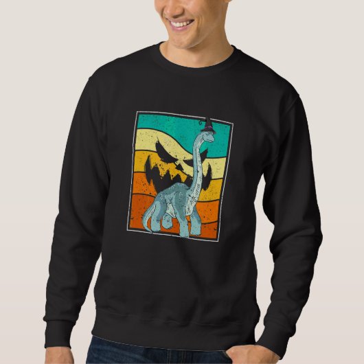 Brachiosaurus Witch Pumpkin Halloween Dinosaur Bro スウェットシャツ (正面)