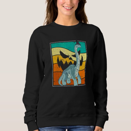 Brachiosaurus Witch Pumpkin Halloween Dinosaur Bro スウェットシャツ (正面)