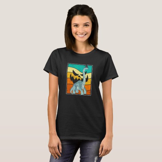Brachiosaurus Witch Pumpkin Halloween Dinosaur Bro Tシャツ (正面フル)