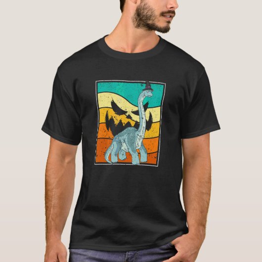 Brachiosaurus Witch Pumpkin Halloween Dinosaur Bro Tシャツ (正面)