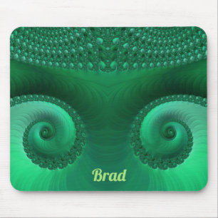 BRAD~緑のフラクタルパターンの任意の色合い マウスパッド