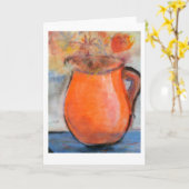 Brad Hinesのパステル調の絵画の赤いつぼのメッセージカード カード (黄色い花)