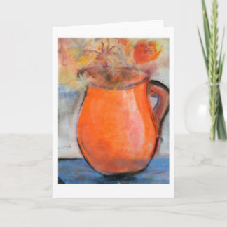 Brad Hinesのパステル調の絵画の赤いつぼのメッセージカード カード