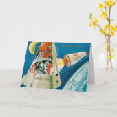 Brad Hines著宇宙のメッセージカードのLaikaの最初犬 カード (黄色い花)