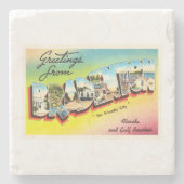 BradentonフロリダFLの古いヴィンテージ旅行記念品 ストーンコースター (正面)