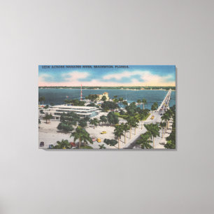 Bradenton、フロリダ-マナティーの川を渡る眺め キャンバスプリント