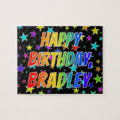 「BRADLEY」名、おもしろい「ハッピーバースデー」 ジグソーパズル (横)