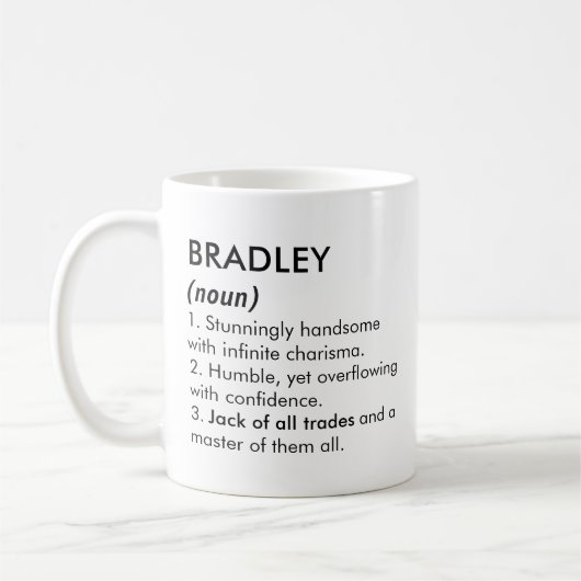 Bradley name, Editable name, Custom name コーヒーマグカップ (左)