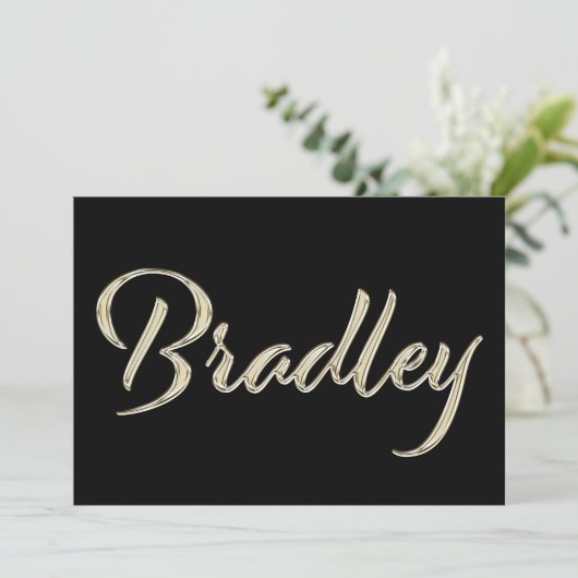 Bradley Name white gold Handwriting Karte カード (スタンド正面)