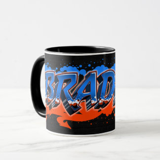 Bradley Vorname Name Graffiti blue orange Tasse マグカップ