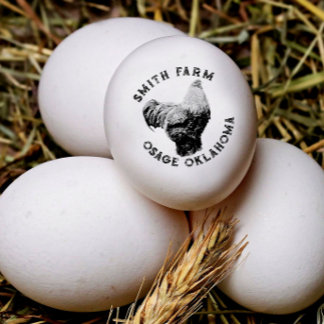 Brahma Chicken Hen Egg Stamp付きファーム名 ラバースタンプ