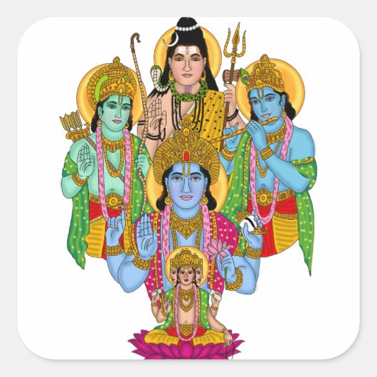 Brahma Vishnu Shiva Ram Krishna Sticker スクエアシール (正面)