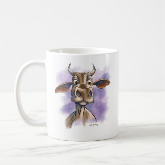 Brahman Cow Cartoon コーヒーマグカップ (左)