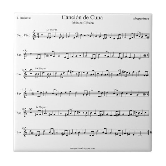 Brahmsの子守唄の楽譜 タイル (正面)