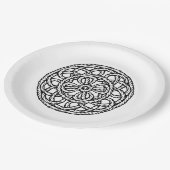 Braided black and white circle ペーパープレート (アングル)