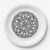 Braided black and white circle ペーパープレート (正面)