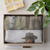 Braided Cowgirl With White Horse Decoupage 薄葉紙 (ギフト)