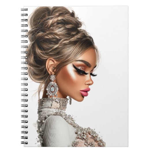 Braided Elegance Glam Girl Spiral Photo Notebook ノートブック (正面)