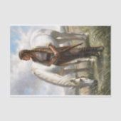 Braided Girl With White Horse Meadow Decoupage 薄葉紙 (正面)