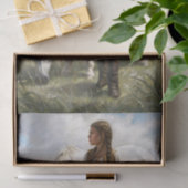 Braided Girl With White Horse Meadow Decoupage 薄葉紙 (ギフト)