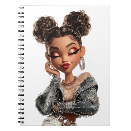Braided Glam Girl Spiral Photo Notebook ノートブック (正面)