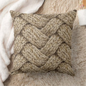 Braided Thread Knit Texture – Warm Beige クッション (ブランケット)