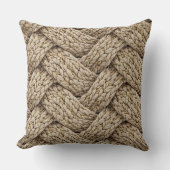 Braided Thread Knit Texture – Warm Beige クッション (正面)
