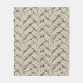 Braided Thread Knit Texture – Warm Beige (2) フリースブランケット (正面)