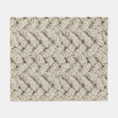 Braided Thread Knit Texture – Warm Beige (2) フリースブランケット (正面(横))