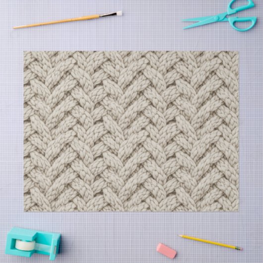 Braided Thread Knit Texture – Warm Beige (2) 薄葉紙 (クラフト)