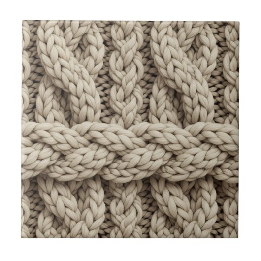 Braided Thread Knit Texture – Warm Beige (4) タイル (正面)