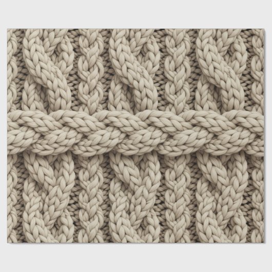 Braided Thread Knit Texture – Warm Beige (4) ラッピングペーパー (フラット)