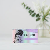 Braiding Stylist Pastel Purple Metallic Yorロゴ  名刺 (スタンド正面)