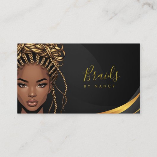 Braids Black And Gold Business Card 名刺 (正面)
