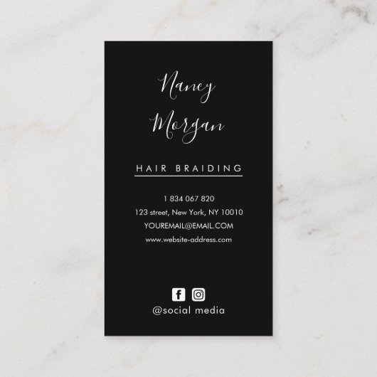 Braids bold Typography script handwritten photo  名刺 (裏面)