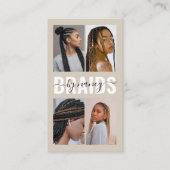 Braids Calligraphy Script Photo Collage Beige  名刺 (正面)