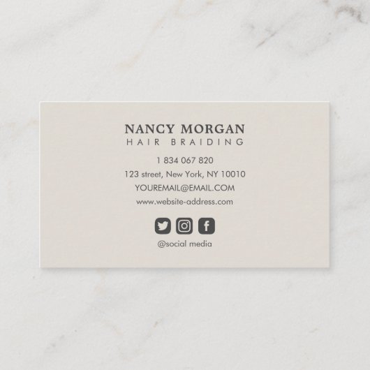 Braids Earth Tonesビジネス素朴カード 名刺 (裏面)