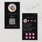 Braids Hair Discount Loyalty QR Code Black Pink 名刺 (正面/裏面)