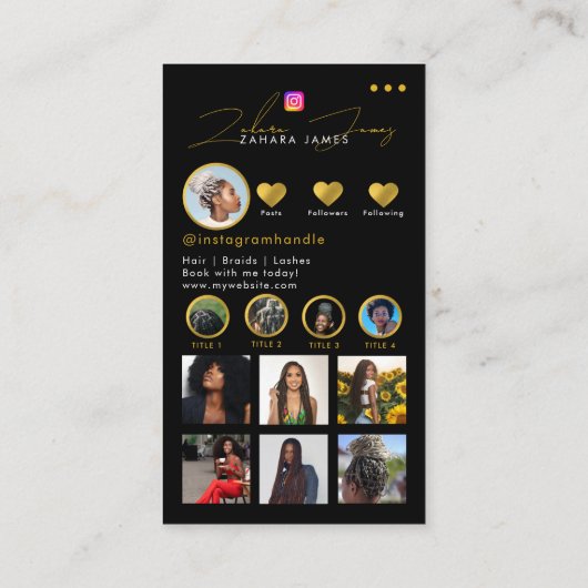 Braids Hair Influencer Photo Social Media QR Code  名刺 (裏面)