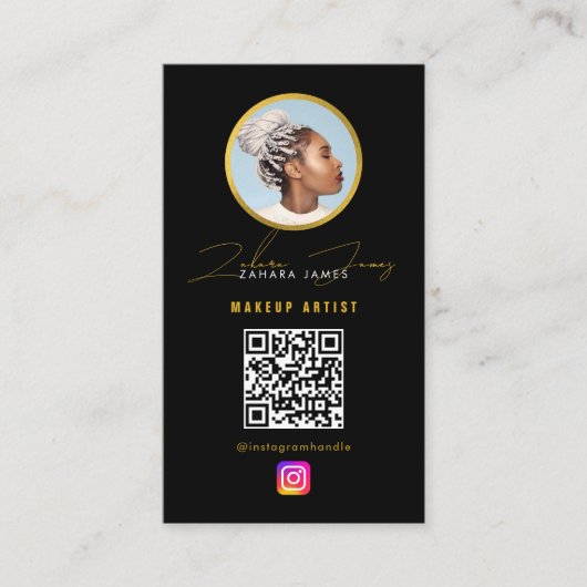 Braids Hair Influencer Photo Social Media QR Code  名刺 (正面)