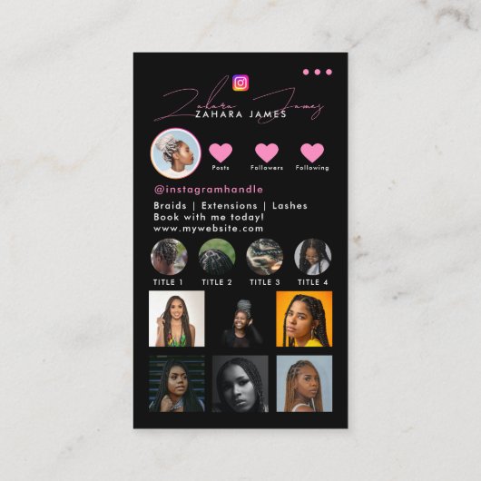 Braids Social Photo Feed Grid Social Media QR Code 名刺 (裏面)