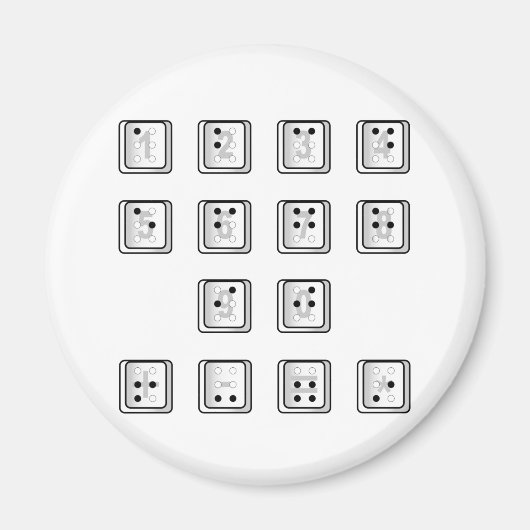 Braille Computer Key Numbers マグネット (正面)