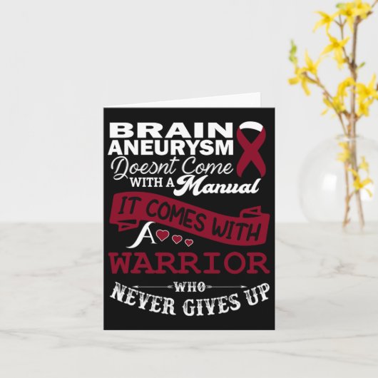 Brain Aneurysm Awareness Burgundy Ribbon Warrior S カード (黄色い花)