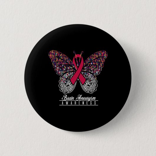 Brain Aneurysm Awareness Butterfly Lovers Gifts  缶バッジ (正面)