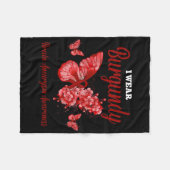 Brain Aneurysm Awareness I Wear Burgundy Butterfly フリースブランケット (正面(横))