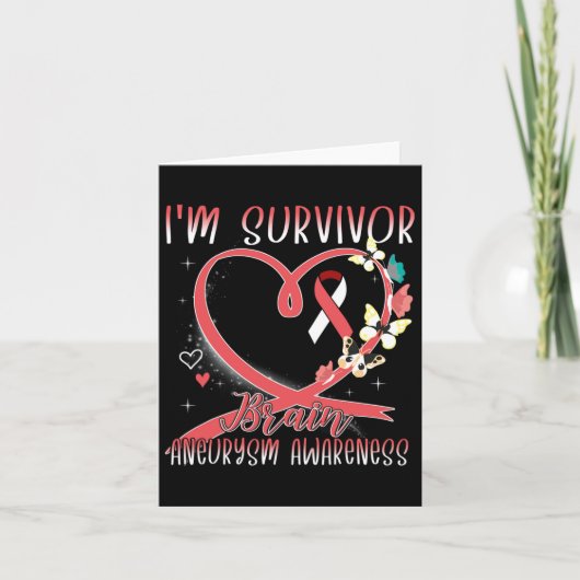 Brain Aneurysm Awareness I'm Survivor Heart Ribbon カード (正面)