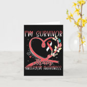 Brain Aneurysm Awareness I'm Survivor Heart Ribbon カード (黄色い花)