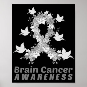 Brain Cancer Awareness  Brain Tumor Gray Ribbon ポスター