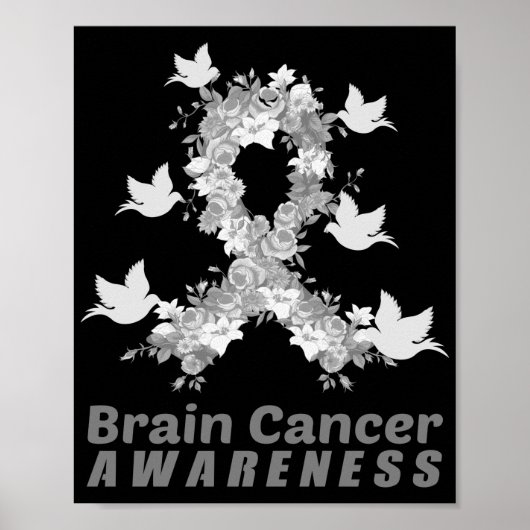 Brain Cancer Awareness  Brain Tumor Gray Ribbon ポスター (正面)